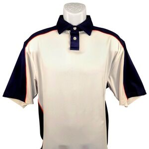 FootJoy Athletic Fit Golf Polo Shirt‎ Performance Quick Dry White Blue L